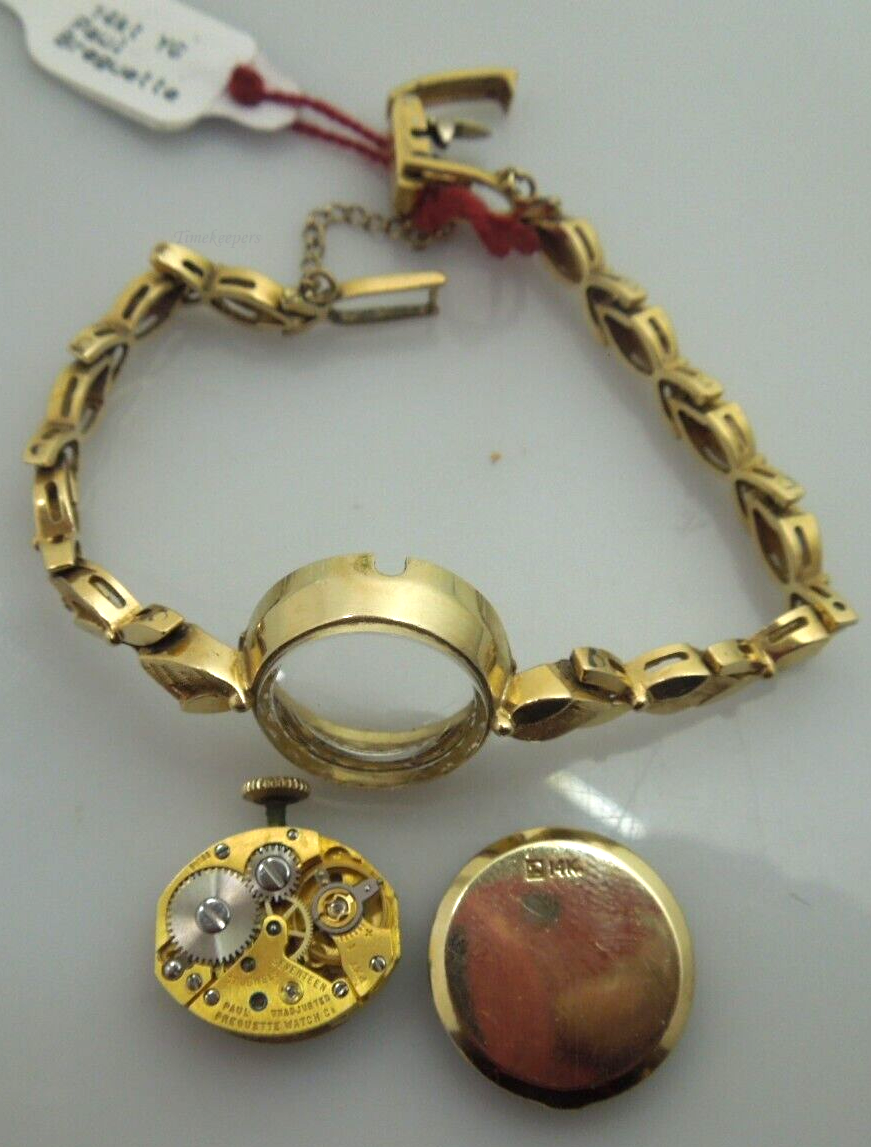 m759 Vintage 14kt Solid Yellow Gold Paul Breguette Ladies Wrist Watch Leaf-style Link Bracelet