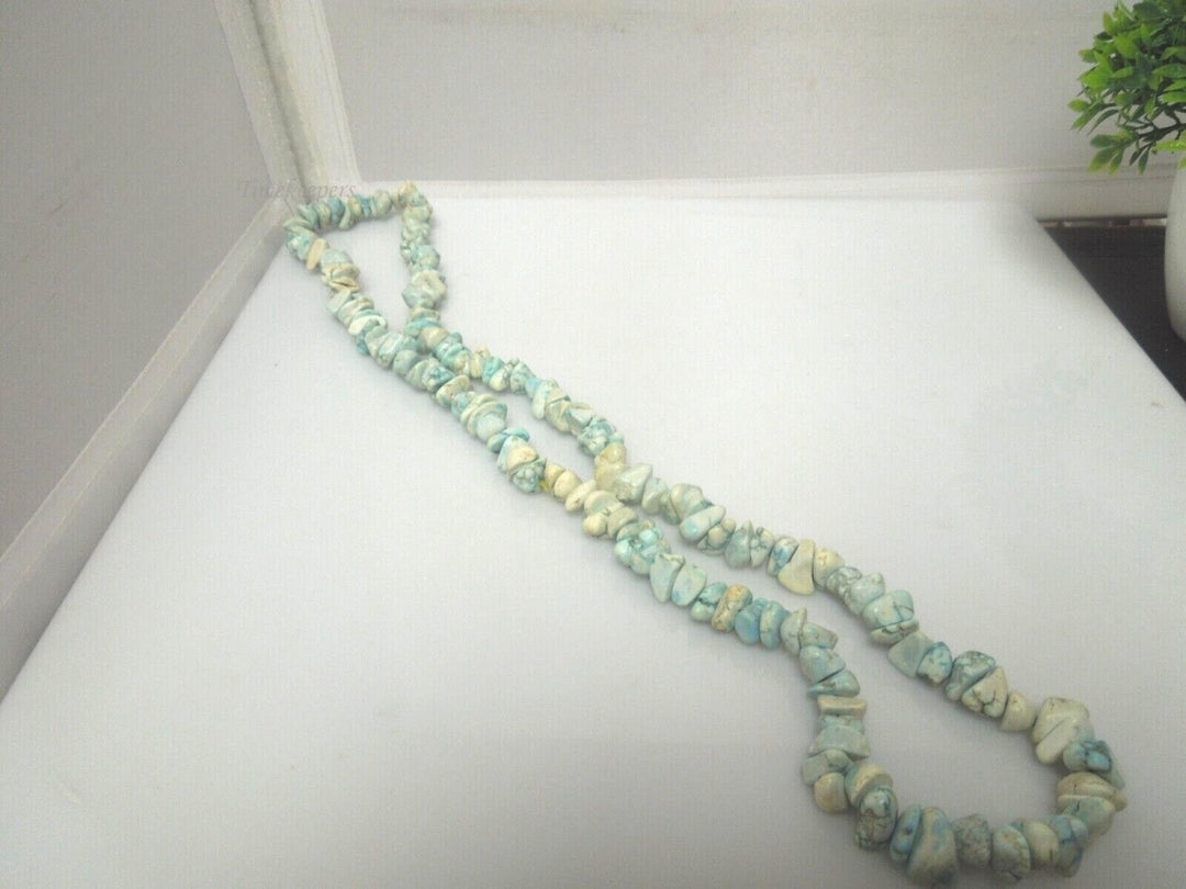 r604 Vintage Natural Unpolished Turquoise Nuggets beads Necklace 28"