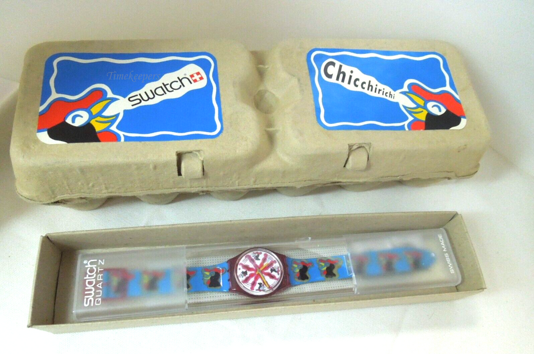 s461 Vintage 1992 Swatch Watch Chicchirichi GR 112 Egg Carton Swiss Wristwatch 