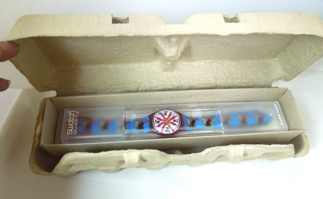 s461 Vintage 1992 Swatch Watch Chicchirichi GR 112 Egg Carton Swiss Wristwatch 