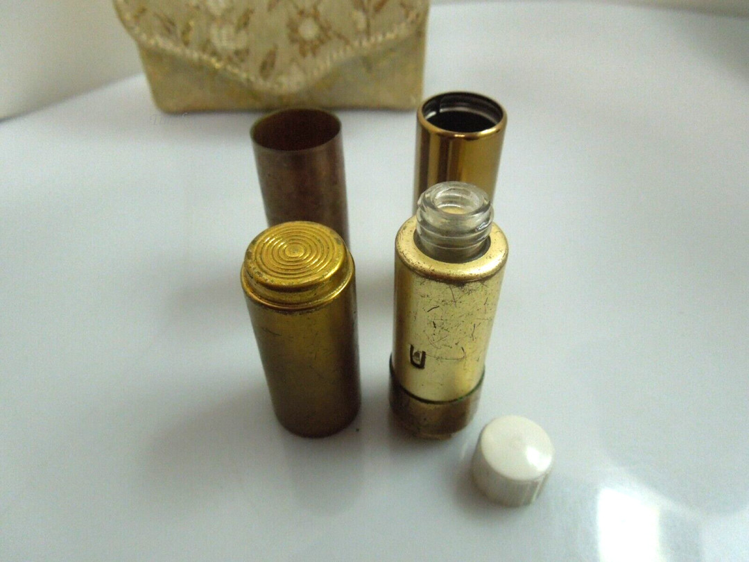 t068 Vintage Lipstick tube holder & Perfume Bottle holder Empty in small case Pre-owned
