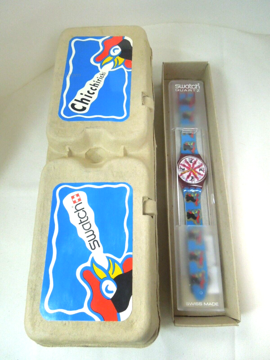 s461 Vintage 1992 Swatch Watch Chicchirichi GR 112 Egg Carton Swiss Wristwatch 