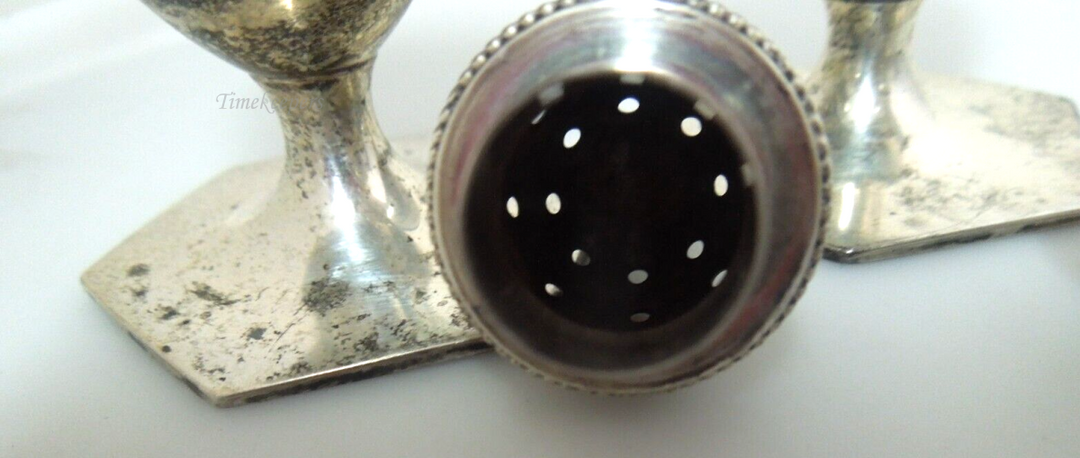 s399 Vintage Sterling Silver Crown Salt & Pepper Shakers  