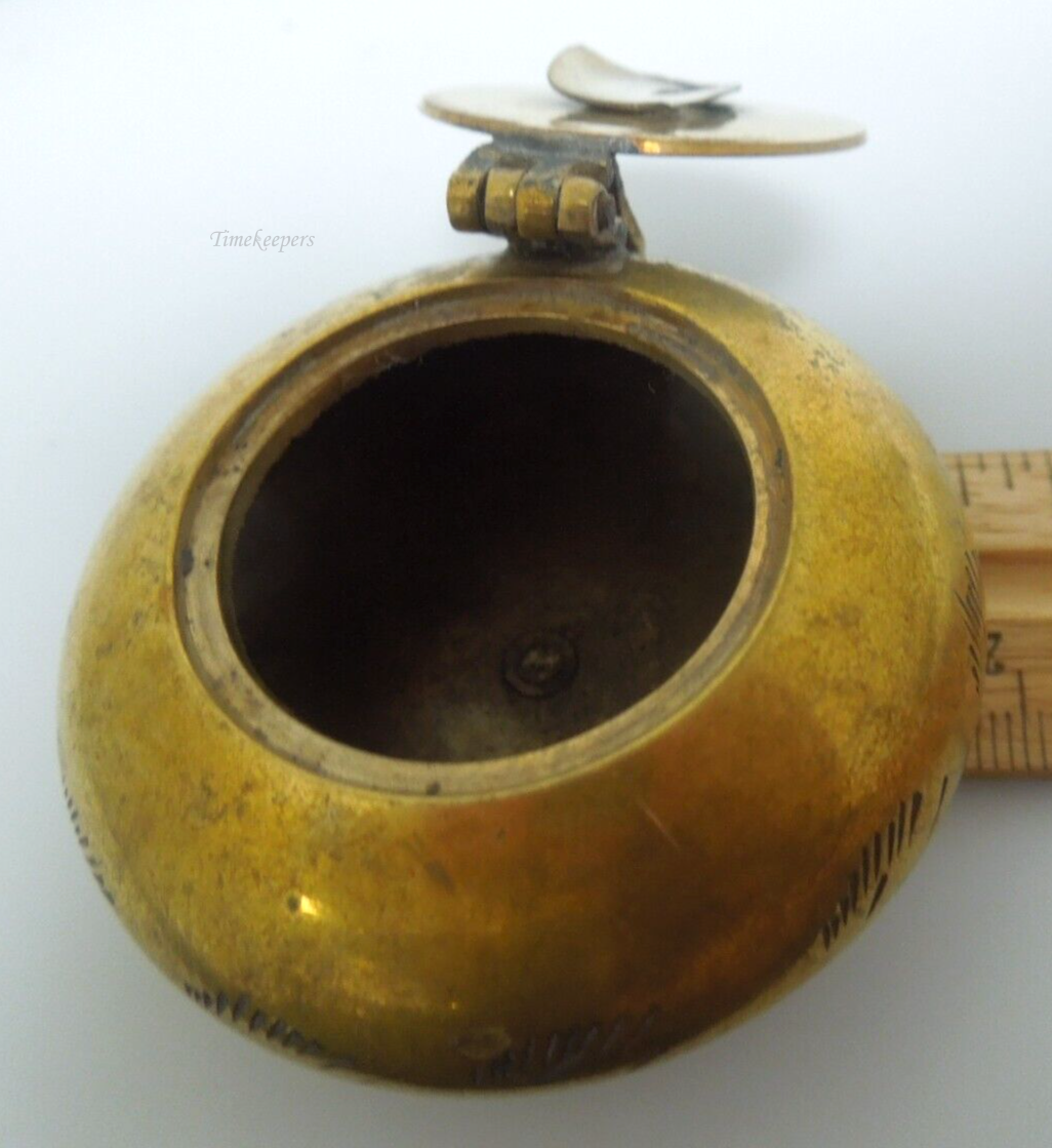 s322 Petite Patinated Brass Ashtray with Flip-Top Lid