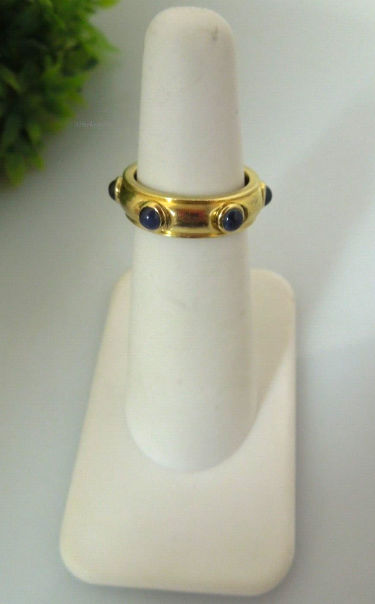 s278 Vintage Tiffany & Co 18K Gold Cabochon Blue Sapphire Eternity Band Ring  Size 4 1/4(US).5.1g ITALY
