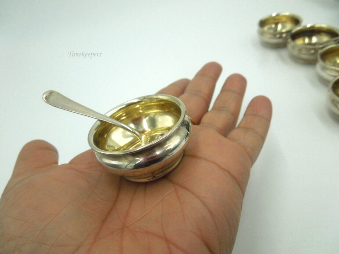 t161 Antique Gorham Sterling Set 6 Gold Wash Salt Dips, 6 Gold Wash Salt Spoons original case Very Rare and Old