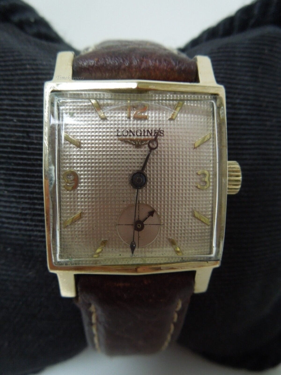 s546 1953 LONGINES Gents Waffle Dial Vintage Dress Watch  