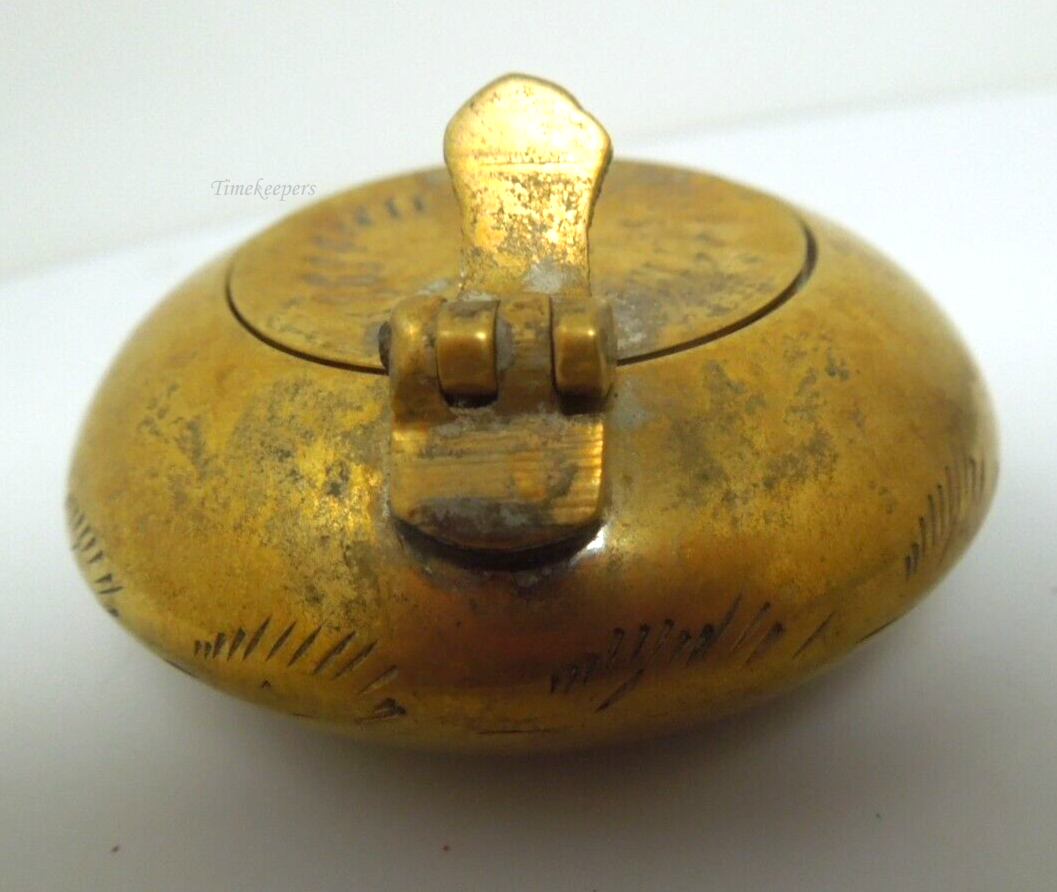 s322 Petite Patinated Brass Ashtray with Flip-Top Lid