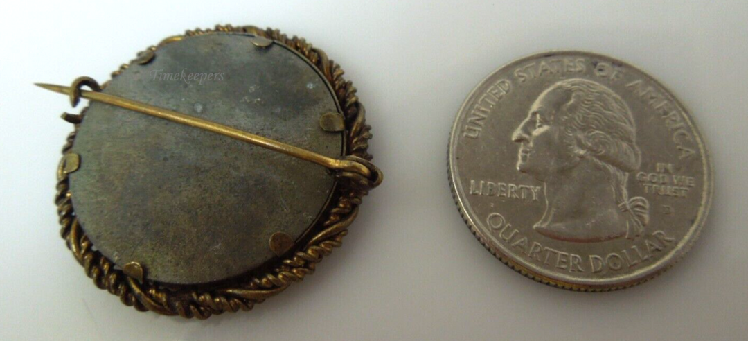 s974 Circa 1900 Antique Art Nouveau Photo Gold Filled Pin Victorian Gentleman