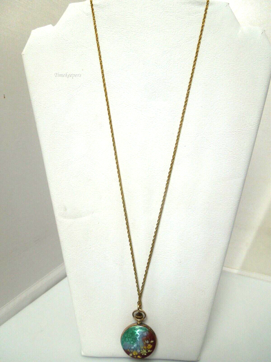 s187 Vintage Elgin Enamel Cloisonne Gold Filled Chain Pocket watch Swiss movement  