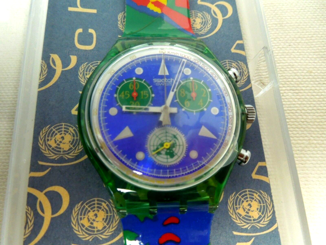 s506 Swatch Watch Chrono United Nations 50th Anniversary SCZ103 1995 New In Box