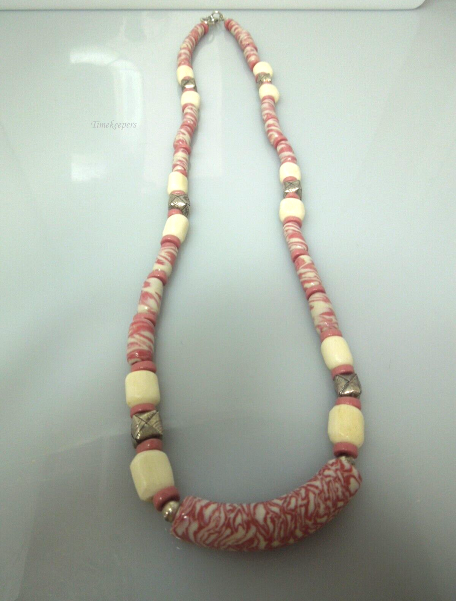 s111 Beautiful Vintage Ceramic Porcelain Beads Necklace 24"
