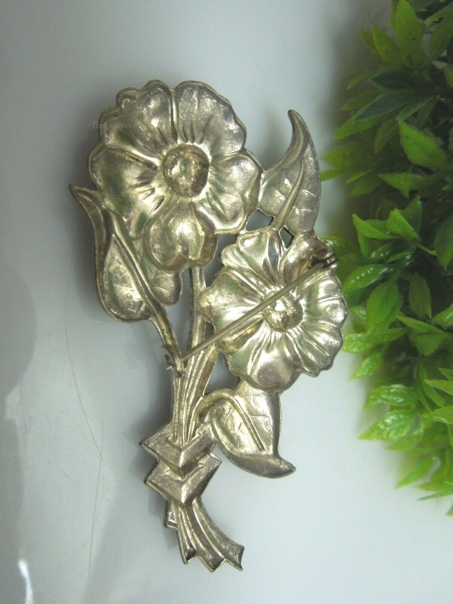 q220 Vintage Sterling Silver Floral Pin/brooch/Dress Pin/Sweater Brooch