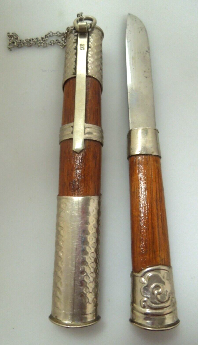 s392 Samurai Sword Letter Opener Mini Knife Keychain Tool Sterling Wood or  Sterling Black Onyx 