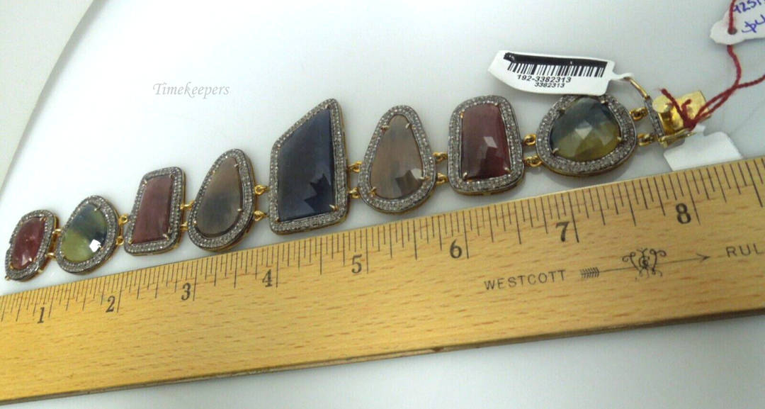 t105 Gemstone Bracelet 925 18k Rhodium Plated Sapphire Diamond 4 cts Bracelet 8"