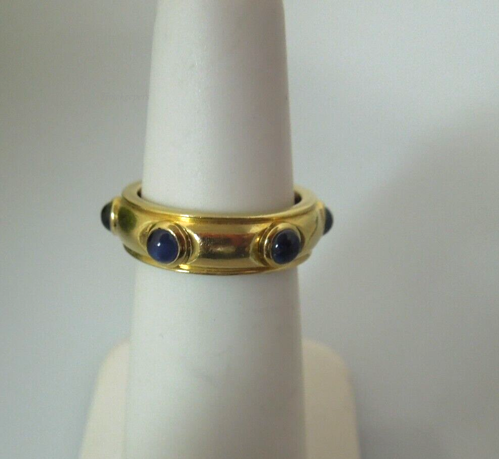 s278 Vintage Tiffany & Co 18K Gold Cabochon Blue Sapphire Eternity Band Ring  Size 4 1/4(US).5.1g ITALY