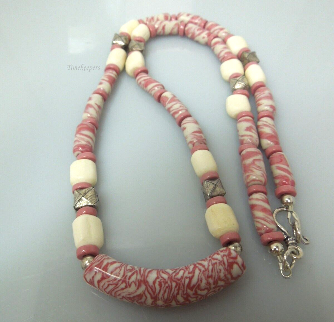 s111 Beautiful Vintage Ceramic Porcelain Beads Necklace 24"