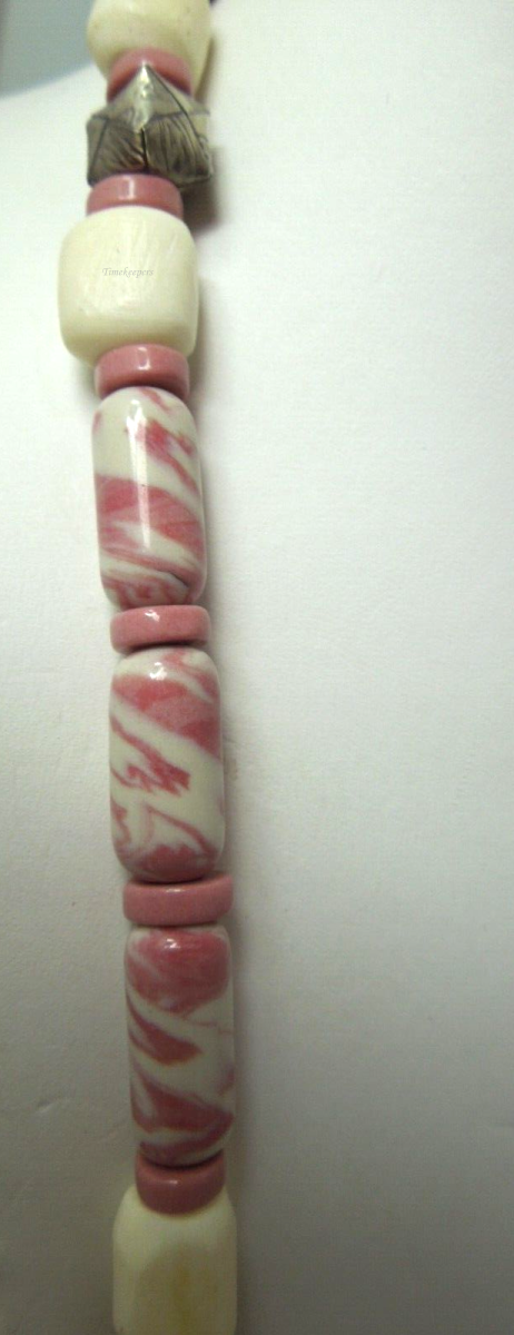 s111 Beautiful Vintage Ceramic Porcelain Beads Necklace 24"