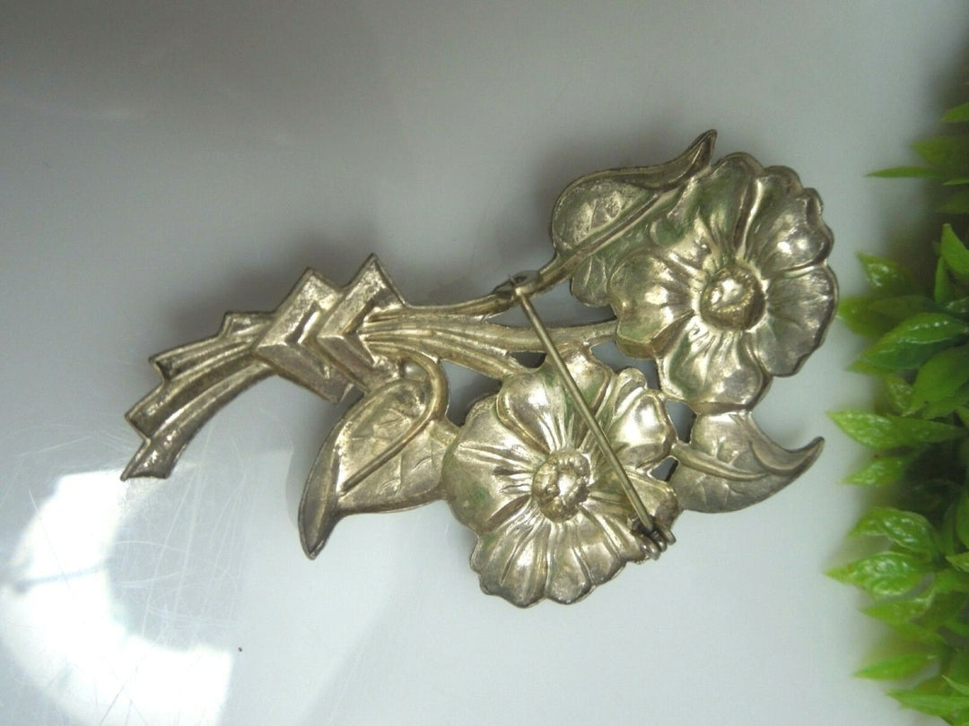 q220 Vintage Sterling Silver Floral Pin/brooch/Dress Pin/Sweater Brooch