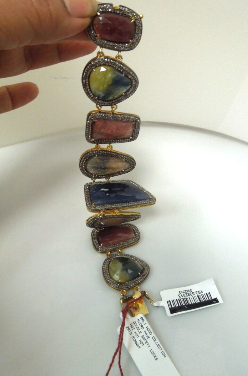 t105 Gemstone Bracelet 925 18k Rhodium Plated Sapphire Diamond 4 cts Bracelet 8"