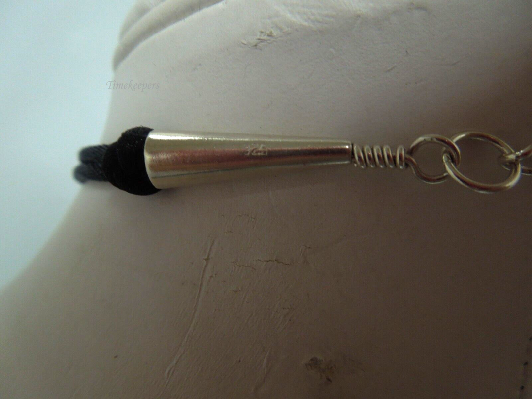 s113 Vintage Rhodonite Beads sterling Silver closure Lariat Necklace 26"  