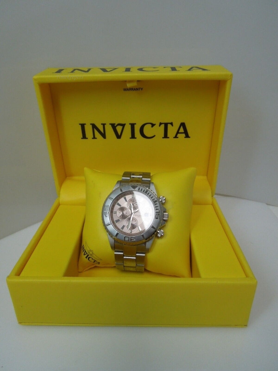 s543 Invicta Chronograph Movement Model 3198 Stainless Steel Mens Watch with Box and Booklet