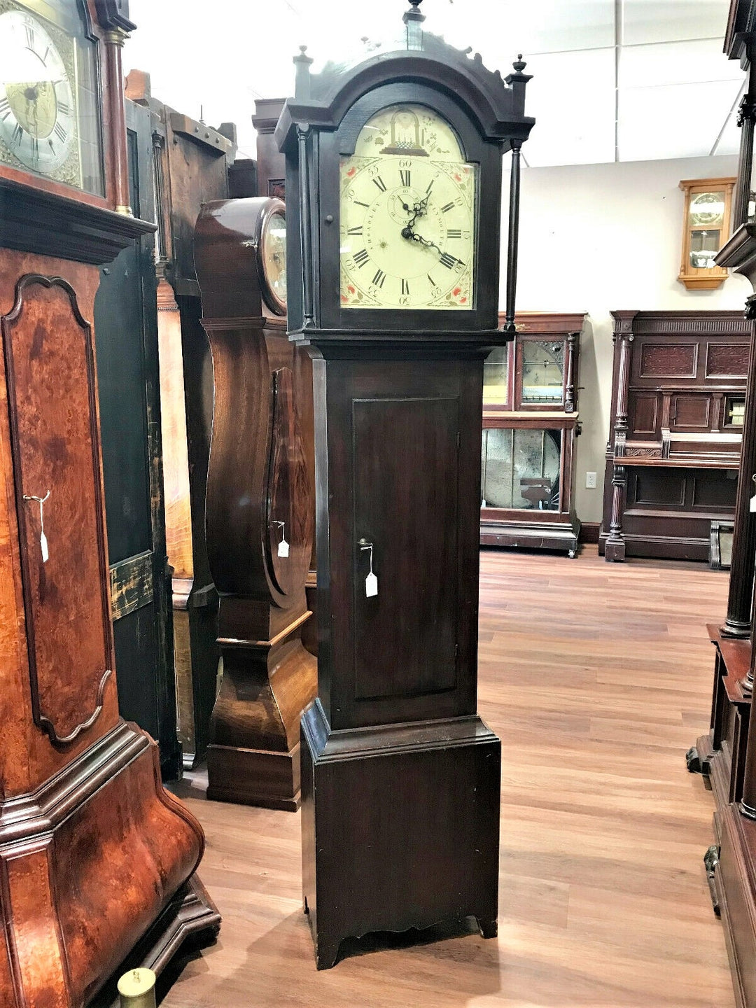 c015c Antique Working Early American Wood Works S.Hadley Tall Grandfather Clock