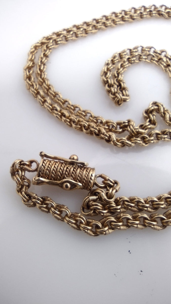 m112 Vintage 9kt Yellow Gold Turkish Link Chain Necklace 30" Long